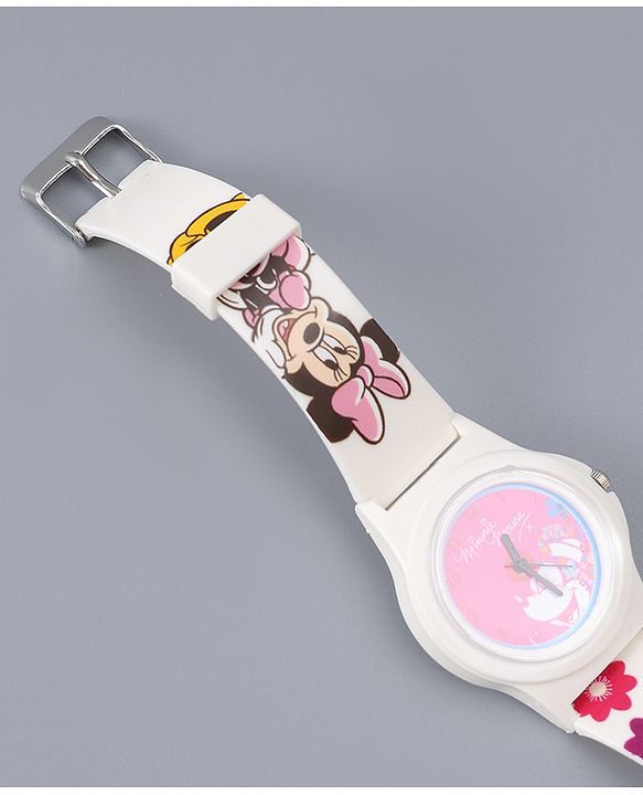 Babyhug Analog Watch with Minnie Mouse Print - Pink & White
