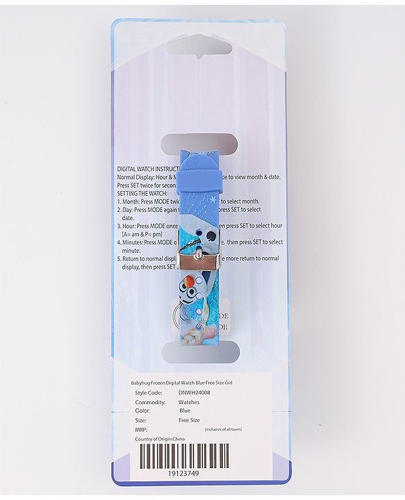 Babyhug Digital Watch with Elsa Print - Blue