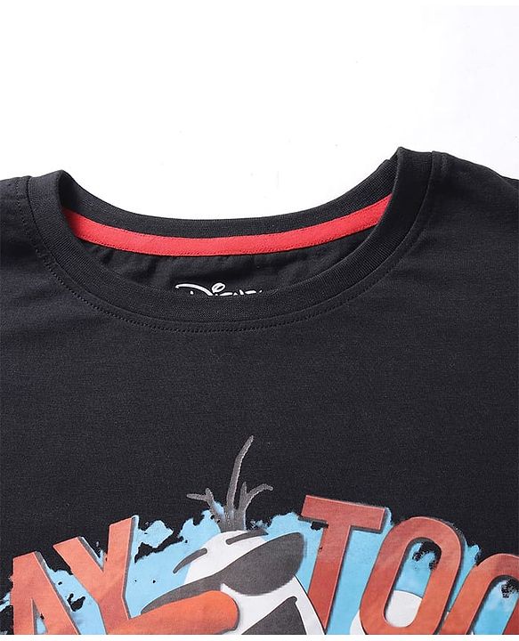 Pine Kids Disney Single Jersey Knit Drop Shoulder Oversized T-Shirt With Olaf Graphics - Black