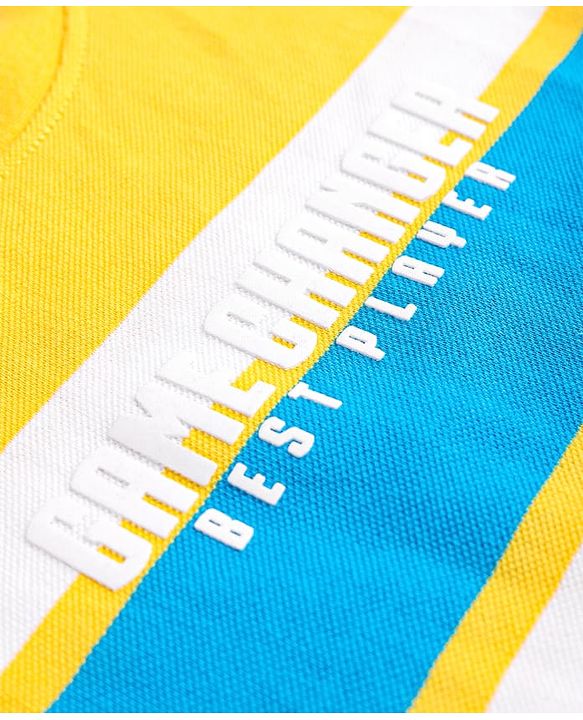 Pine Kids Cotton Knit Half Sleeves Striped T-Shirt - Yellow & Blue