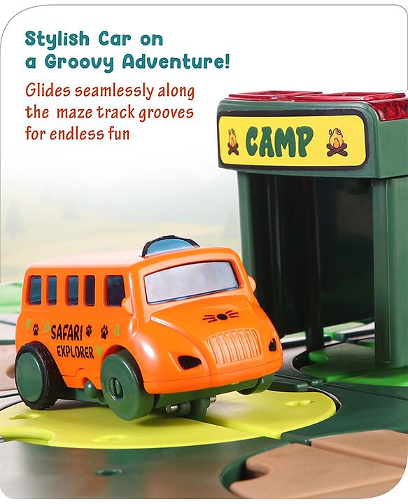 Babyhug Premium DIY Jungle Maze Track Set With 41 Pieces Interactive | Customizable | Jungle Maze Game - Green
