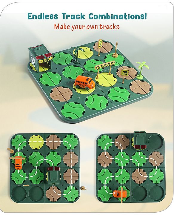 Babyhug Premium DIY Jungle Maze Track Set With 41 Pieces Interactive | Customizable | Jungle Maze Game - Green