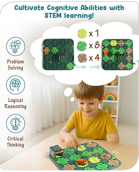 Babyhug Premium DIY Jungle Maze Track Set With 41 Pieces Interactive | Customizable | Jungle Maze Game - Green
