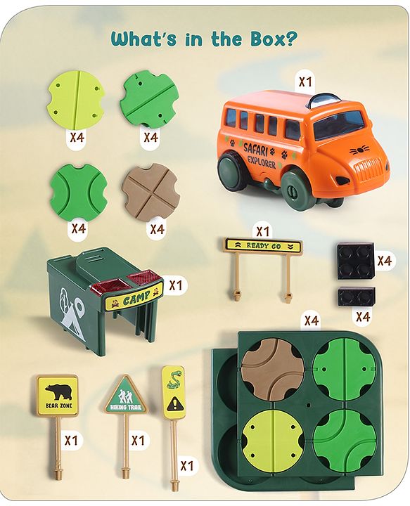 Babyhug Premium DIY Jungle Maze Track Set With 41 Pieces Interactive | Customizable | Jungle Maze Game - Green