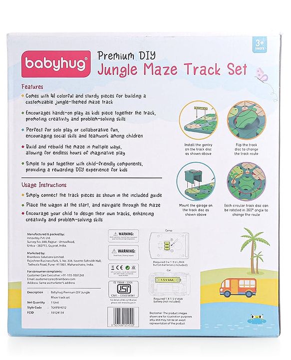 Babyhug Premium DIY Jungle Maze Track Set With 41 Pieces Interactive | Customizable | Jungle Maze Game - Green