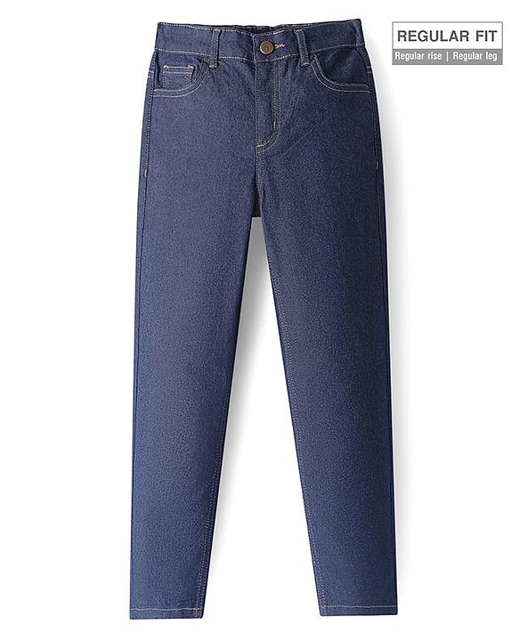 Pine Kids Woven Full Length Washed Denim Jeans -  Navy Blue