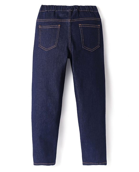 Pine Kids Woven Ankle Length Washed Denim Jeggings - Navy Blue