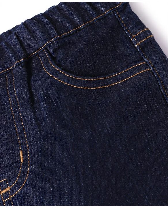 Pine Kids Woven Ankle Length Washed Denim Jeggings - Navy Blue
