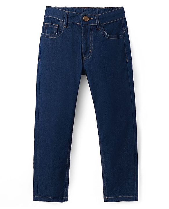 Pine Kids Woven Full Length Washed Denim Jeans - Navy Blue