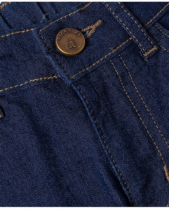 Pine Kids Woven Full Length Washed Denim Jeans - Navy Blue