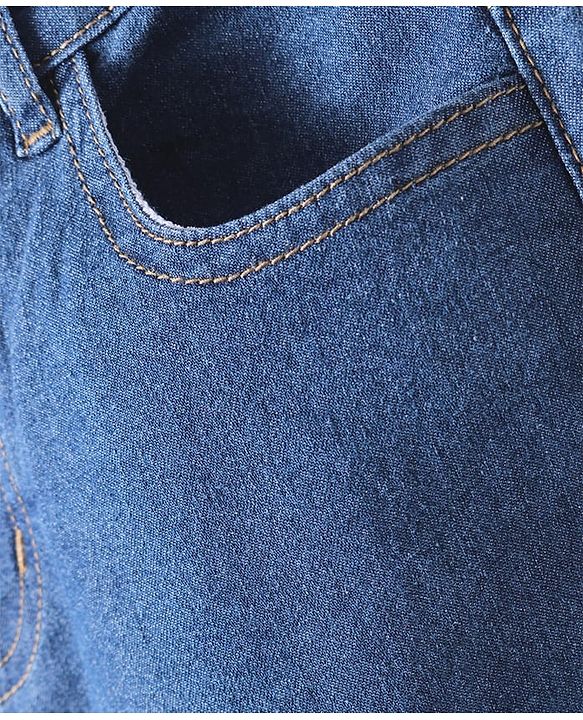 Pine Kids Woven Full Length Washed Denim Jeans - Navy Blue