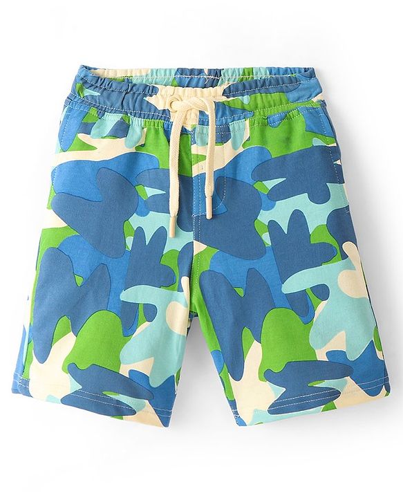 Pine Kids Above Knee Length Shorts With Camouflage Print - Blue
