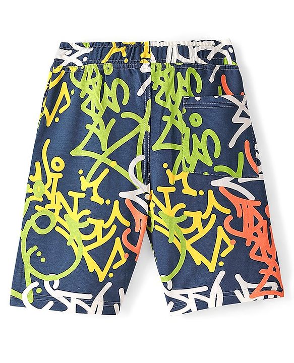 Pine Kids Above Knee Length Printed Shorts - Navy Blue