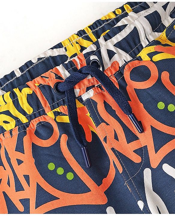 Pine Kids Above Knee Length Printed Shorts - Navy Blue