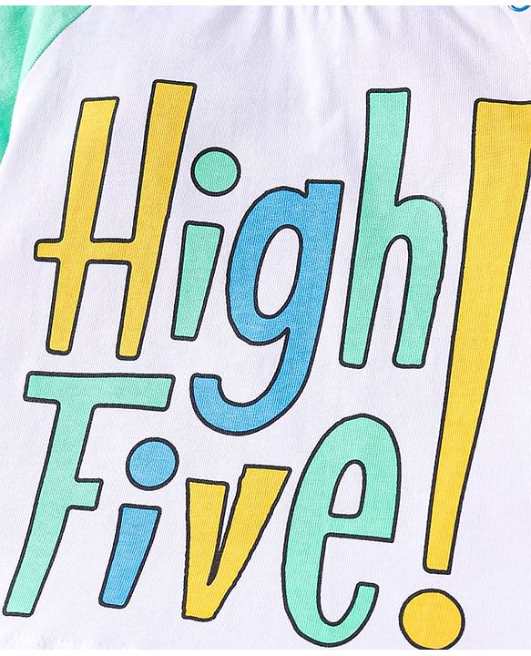 Babyhug Cotton Knit Half Sleeves T-Shirts with Cut & Sew Stripes & Text Print Pack of 3 - White