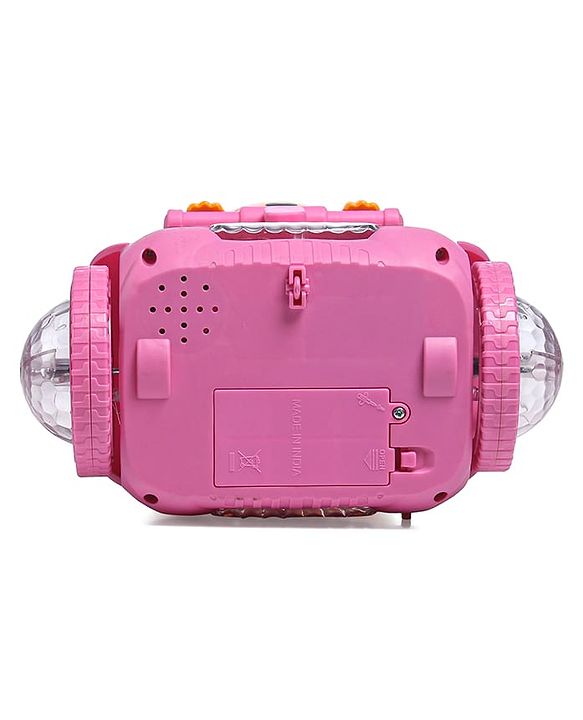 Babyhug Premium Balancing Car Toy with Interactive Revolving Cute Car with 4 Different Expressions| Colorful Led Lights & Music -Pink
