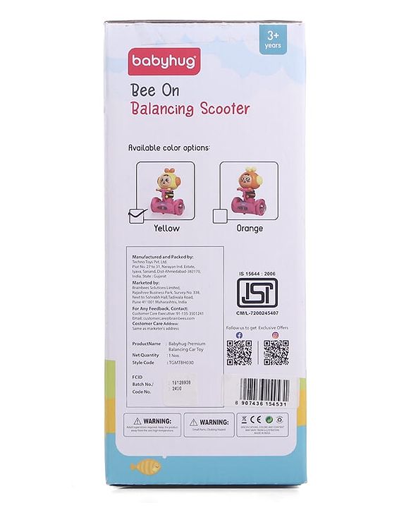 Babyhug Premium Balancing Car Toy with Interactive Revolving Cute Car with 4 Different Expressions| Colorful Led Lights & Music -Baby Pink