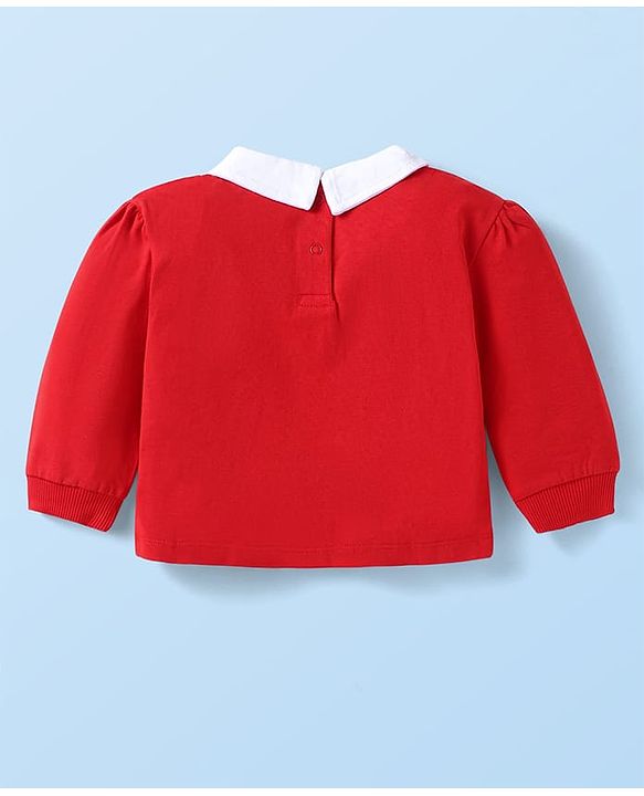 Babyhug Disney Single Jersey Knit  Full Sleeves T-Shirt & Leggings Set With Minnie Mouse Graphics & Badge Detailing - Red