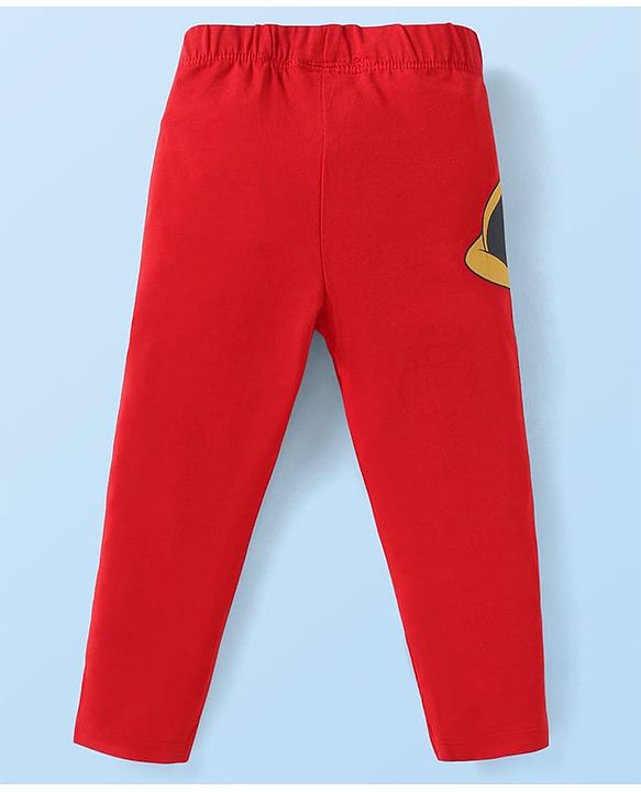 Babyhug Disney Single Jersey Knit  Full Sleeves T-Shirt & Leggings Set With Minnie Mouse Graphics & Badge Detailing - Red