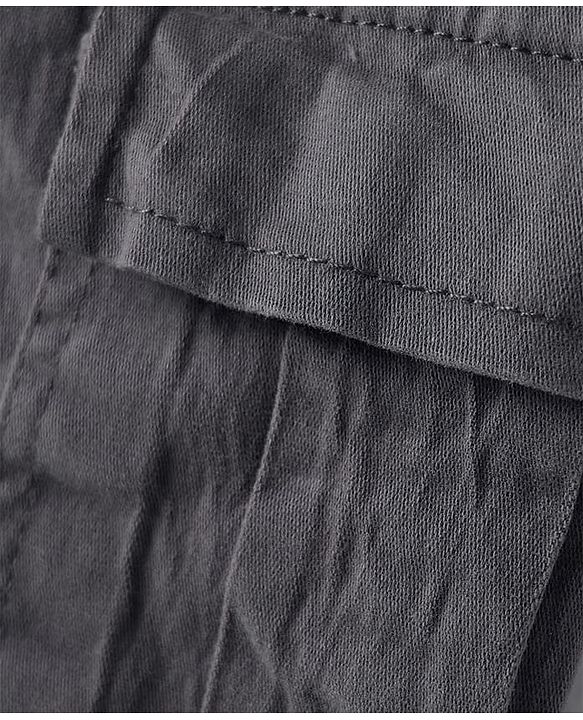 Pine Kids Cotton Elastane Woven Full Length Solid Trouser With Cargo Pockets - Grey