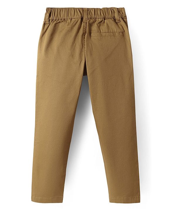 Pine Kids Cotton Woven Full Length Solid Colour Trouser - Tan