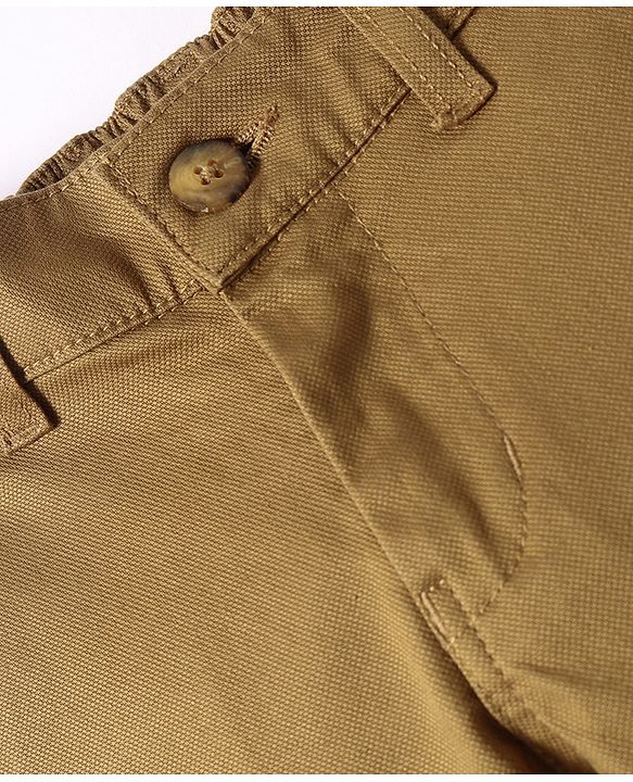 Pine Kids Cotton Woven Full Length Solid Colour Trouser - Tan