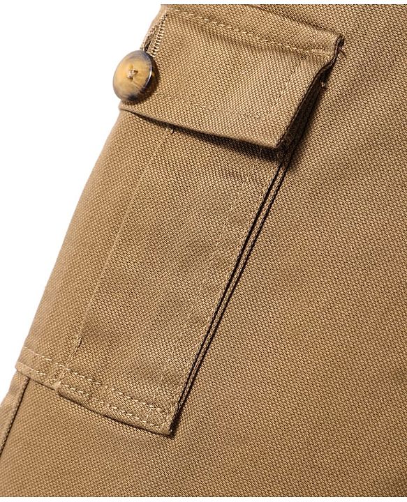 Pine Kids Woven Full Length Solid Trouser With Cargo Pockets - Tan