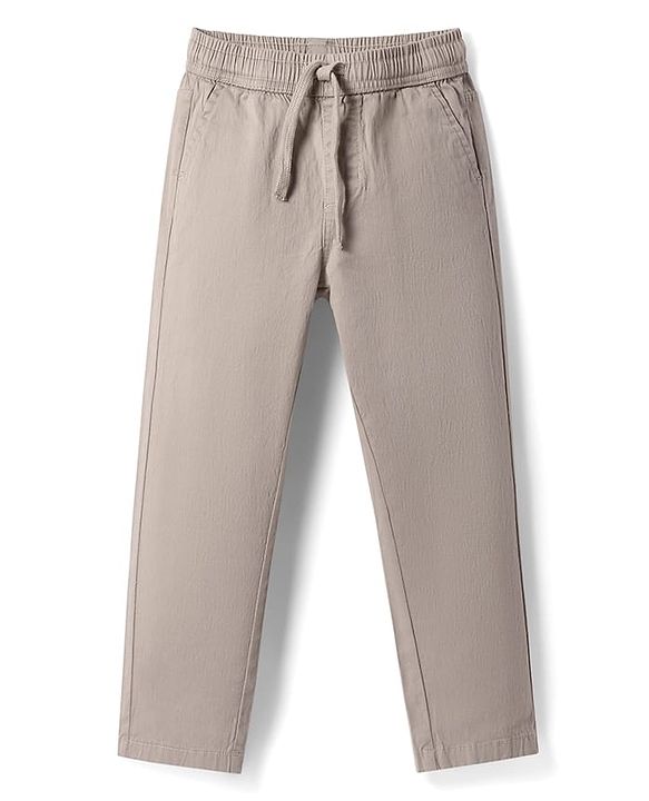 Pine Kids Cotton Woven Full Length Solid Colour Trouser - Beige