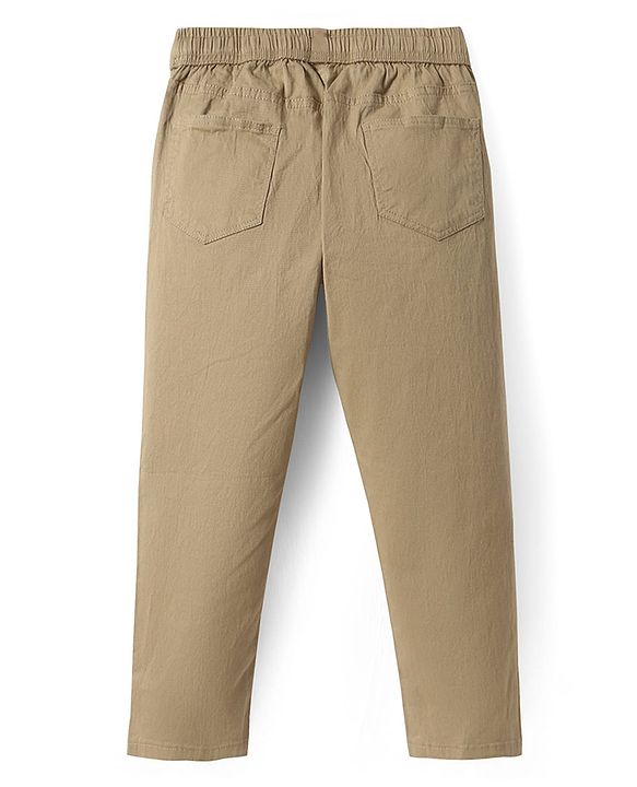Pine Kids Cotton Woven Full Length Solid Colour Trouser - Beige