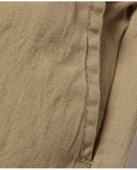 Pine Kids Cotton Woven Full Length Solid Colour Trouser - Tan