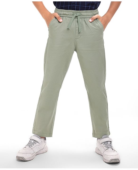 Pine Kids Cotton Woven Full Length Solid Colour Trouser - Beige