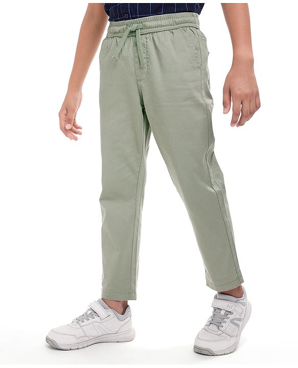 Pine Kids Cotton Woven Full Length Solid Colour Trouser - Beige
