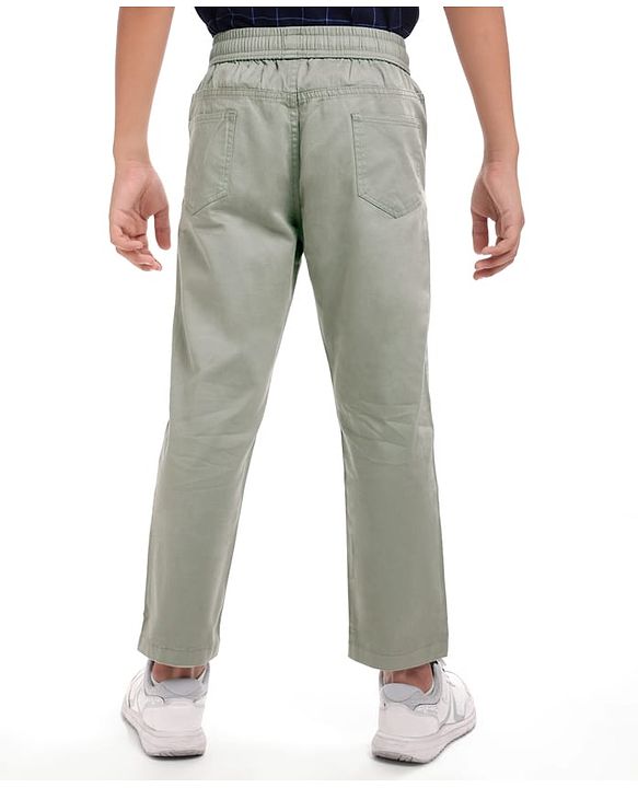 Pine Kids Cotton Woven Full Length Solid Colour Trouser - Beige
