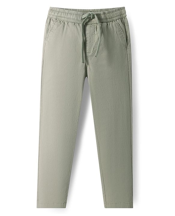 Pine Kids Cotton Woven Full Length Solid Colour Trouser - Tan