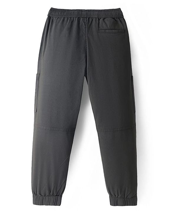 Pine Kids Cotton Elastane Woven Full Length Solid Color Trouser - Olive Green