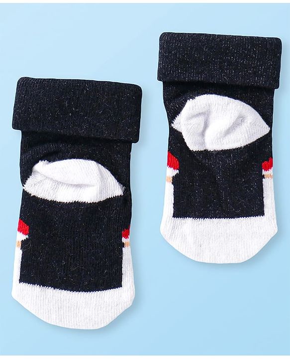Cute Walk by Babyhug Knit Antibacterial Ankle Length Socks with Christmas Theme Design Pack of 3 - Red Grey & Black
