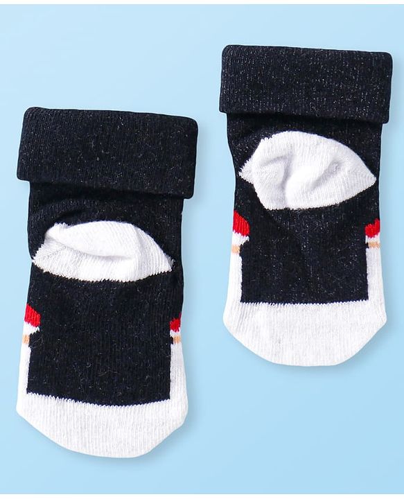 Cute Walk by Babyhug Knit Antibacterial Ankle Length Socks with Christmas Theme Design Pack of 3 - Red Grey & Black