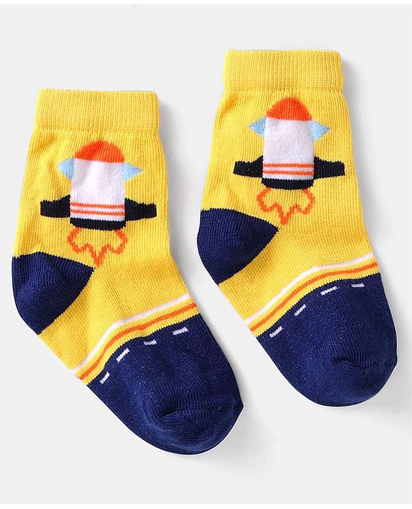 Cute Walk by Babyhug Knit Ankle Length Anti Bacterial Socks with Space Design Pack of 5 - Multicolor