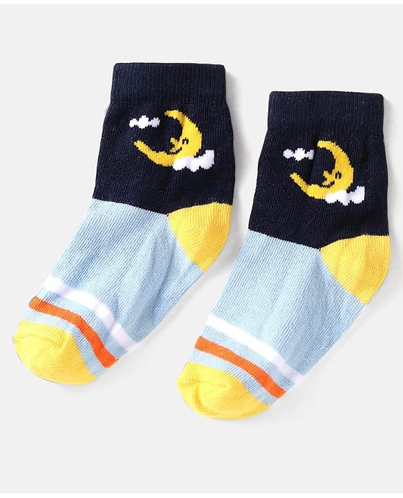 Cute Walk by Babyhug Knit Ankle Length Anti Bacterial Socks with Space Design Pack of 5 - Multicolor