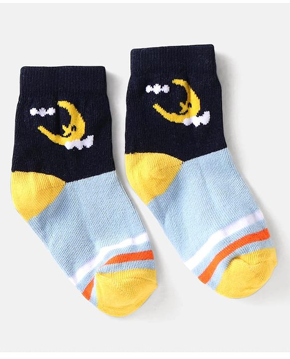 Cute Walk by Babyhug Knit Ankle Length Anti Bacterial Socks with Space Design Pack of 5 - Multicolor