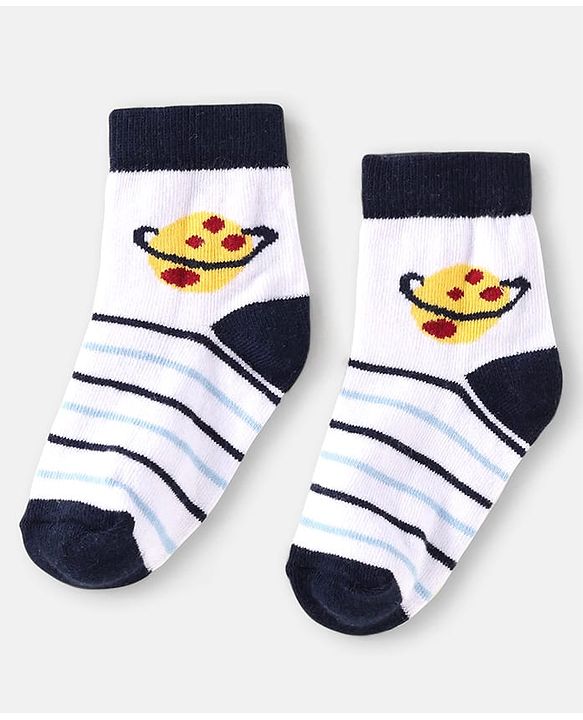 Cute Walk by Babyhug Knit Ankle Length Anti Bacterial Socks with Space Design Pack of 5 - Multicolor