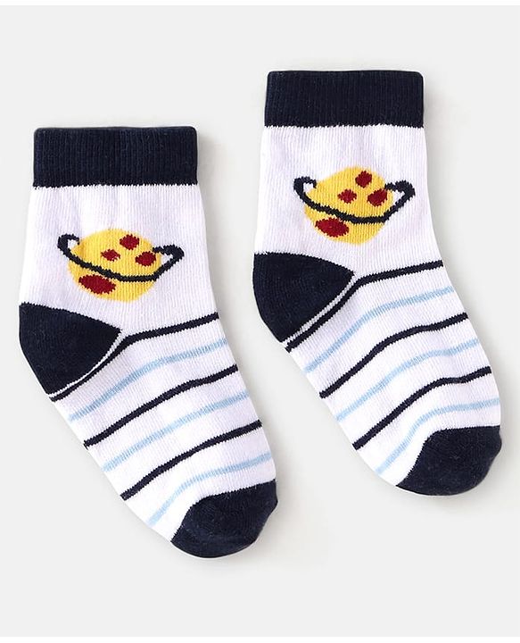 Cute Walk by Babyhug Knit Ankle Length Anti Bacterial Socks with Space Design Pack of 5 - Multicolor