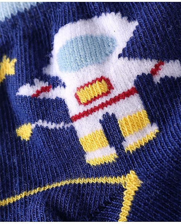 Cute Walk by Babyhug Knit Ankle Length Anti Bacterial Socks with Space Design Pack of 5 - Multicolor