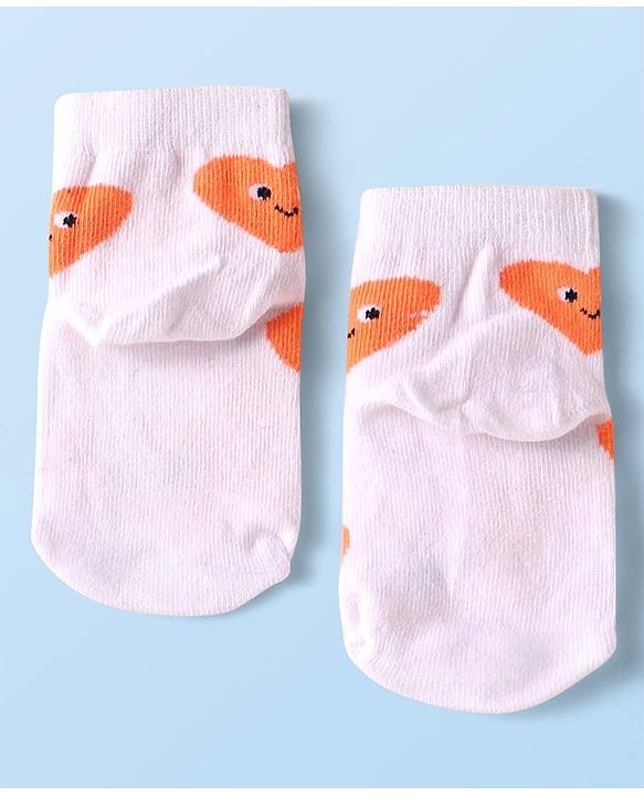 Cute Walk by Babyhug Knit Ankle Length Antibacterial Socks with Hearts Design Pack of 3 - Black Red & White