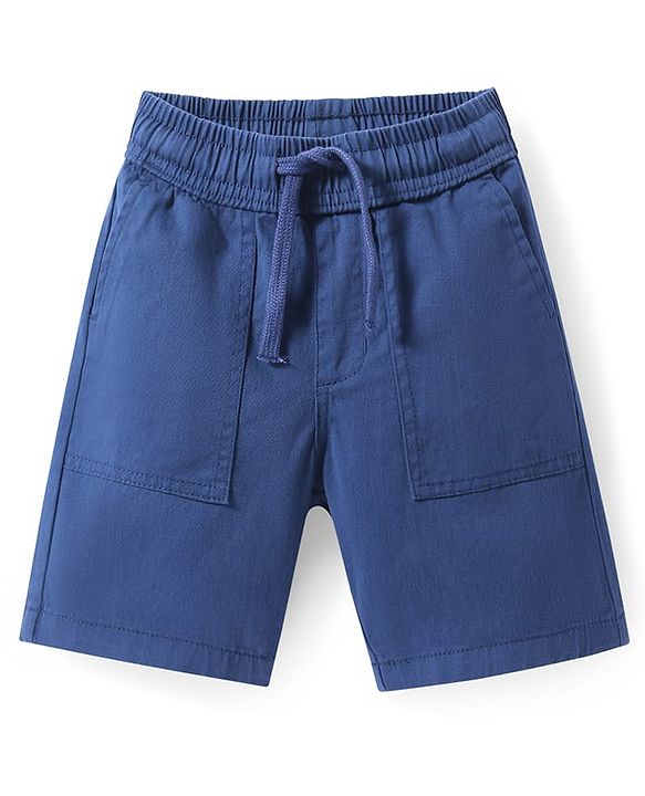 Pine Kids Woven Above Knee Length Solid Color Shorts - Navy Blue