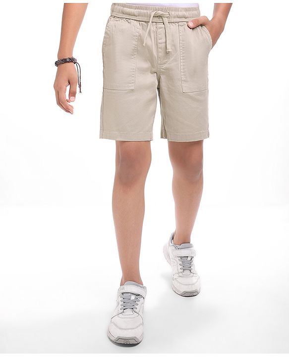 Pine Kids Woven Above Knee Length Solid Color Shorts - Navy Blue
