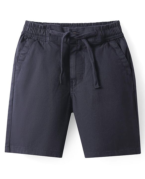 Pine Kids Cotton Knit Above Knee Length Solid Colour Shorts - Olive Green