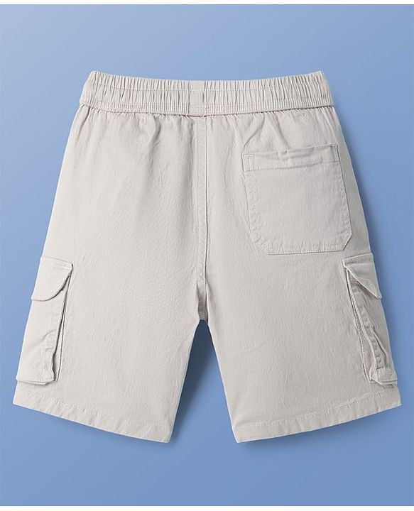 Pine Kids Cotton Elastane Woven Above Knee Length Solid Color Shorts  - Brown