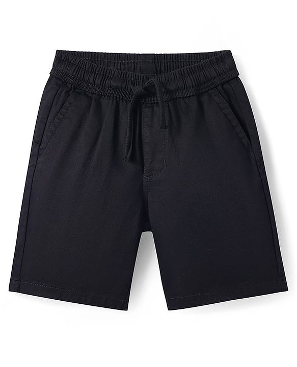Pine Kids Cotton Woven Above Knee Length Solid Color Shorts - Black