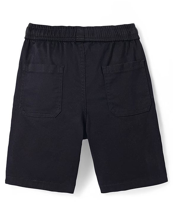 Pine Kids Cotton Woven Above Knee Length Solid Color Shorts - Black